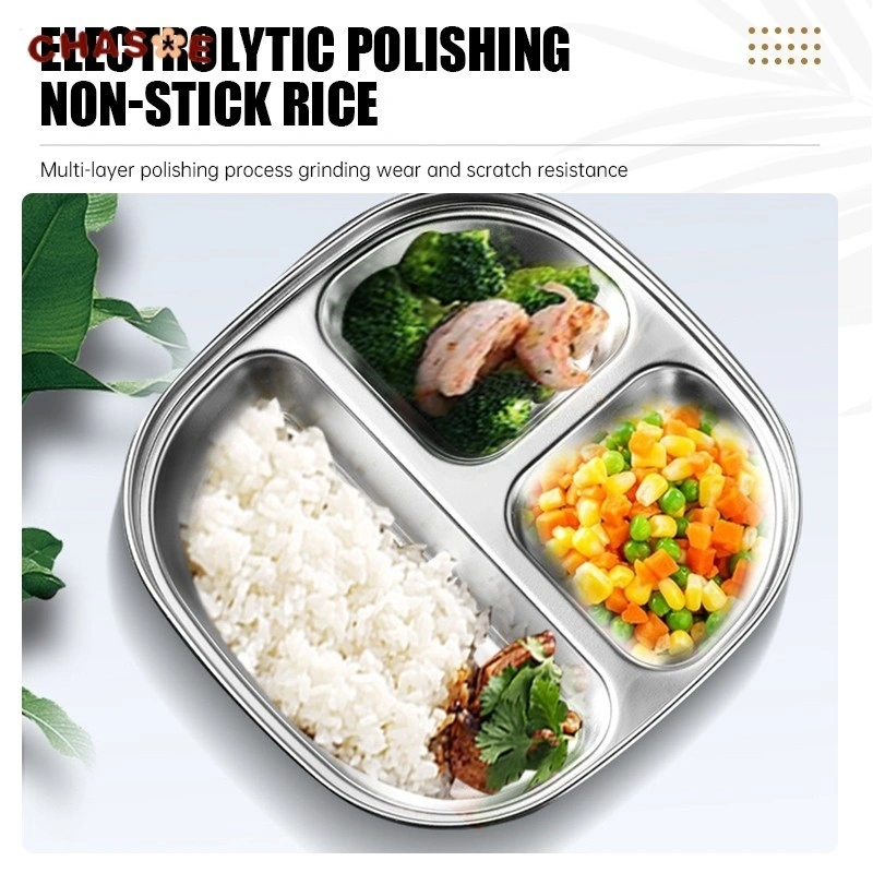 Piring Makan Anak Stainless Steel SUS 304 Food Grade/Nampan Nasi Anak Tahan Suhu Tinggi Dan Antijatuh/Piring Makan Anak Stainless Steel Terbagi