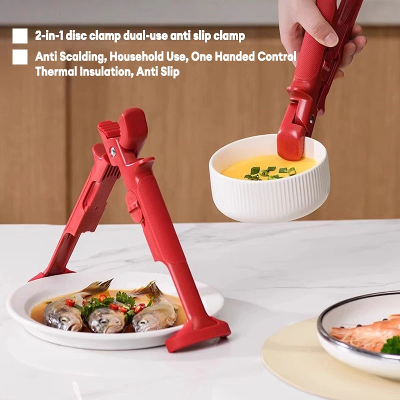 Penggunaan Ganda Klip Mangkuk Klip Anti Panas Klip Piring Dapur 2-in-1 Anti Selip