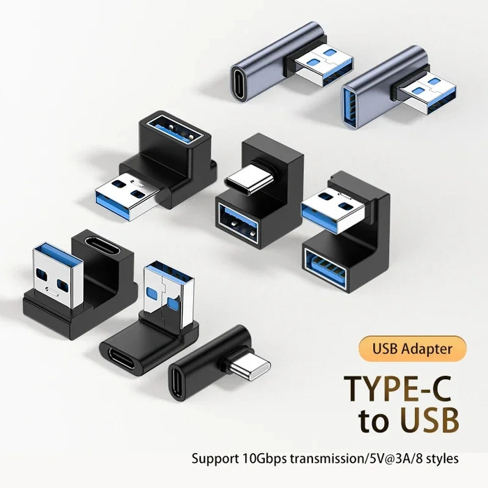 USB 3.0 High Speed Transfer Data Adapter Converter 90 Degree L U Shaped Type C Elbow Male to Female Type C Siku - USB 2.0 CM-CF