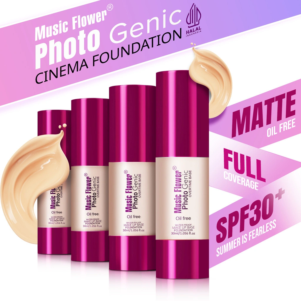 Music Flower Photo Genic Liquid Foundation Powerstay Tahan Lama Hingga 24H Matte Base Weightless Full Coverage Concealer Blurs Pores Ultra Cover Balm Non-Color Changeable Photogenic Oil Control Makeup