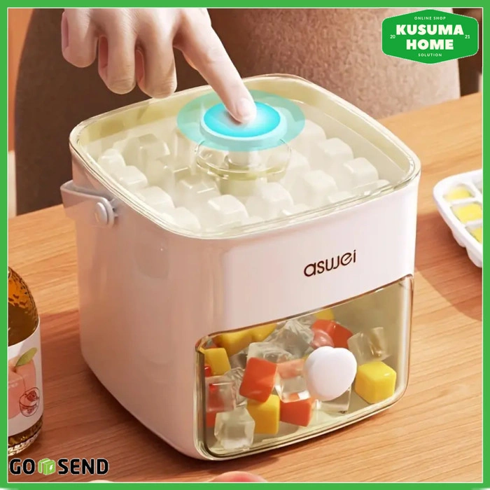Cetakan Es Batu Aswei 48 Grid Double Layer Quick Press Food Grade Praktis dengan Wadah dan Capitan