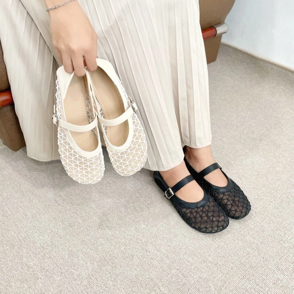 BREVINNI Maurelle Slip On Flats || Sepatu Slip On Wanita || Sepatu Mesh Slip On Flats with Buckles || Sepatu Sandal Jaring dengan Gesper || Sepatu Tapak Karet || Sepatu Wanita Premium ||