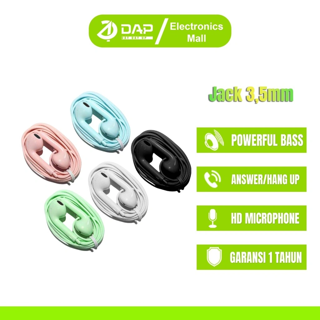 Handsfree HD Stereo Compatible with all Jack 3.5mm Devices DAP DH-F4 - Garansi 1 Tahun