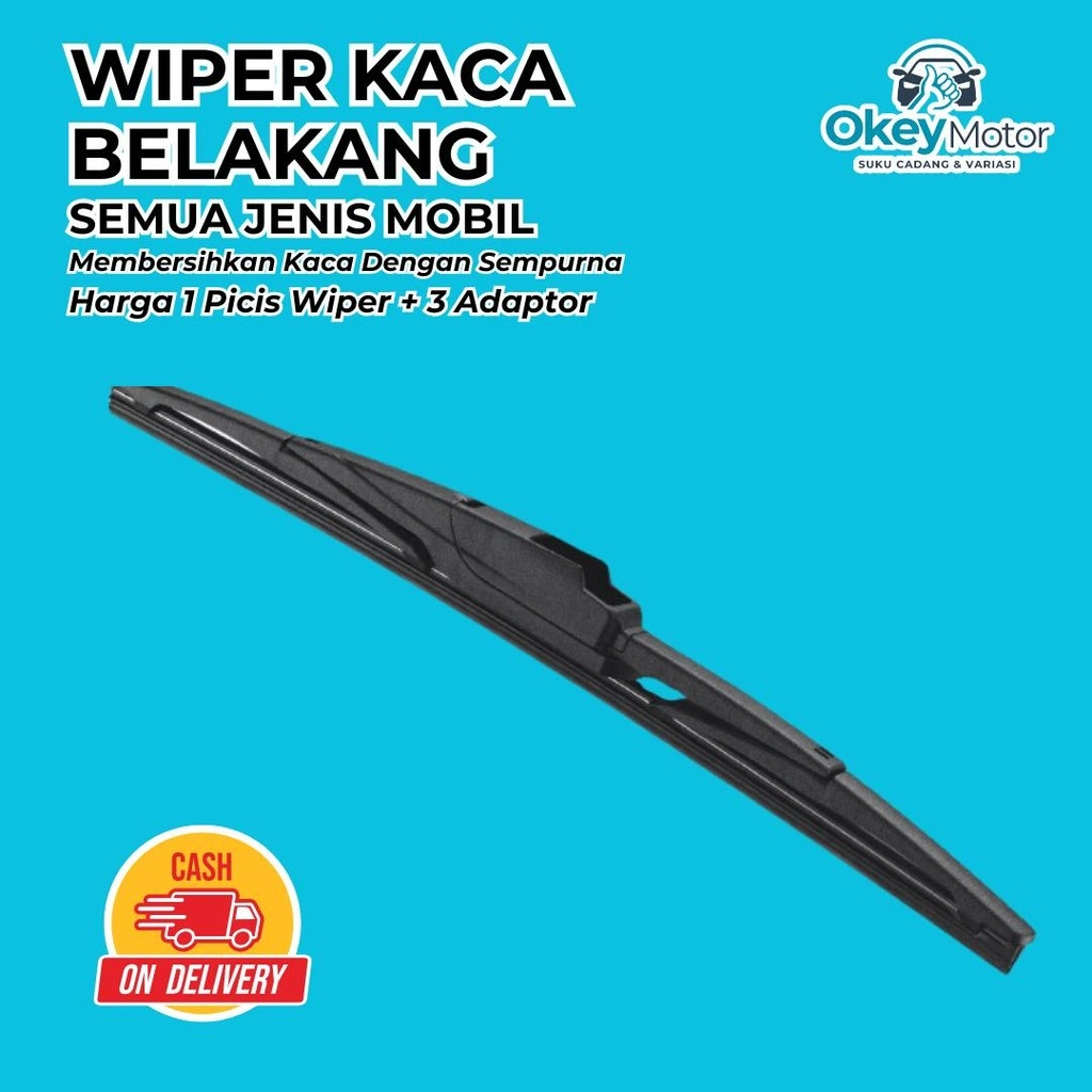 Wiper Belakang Mobil Universal Semua Jenis Mobil 1 Pcs + 3 Adaptor Pembersih Kaca