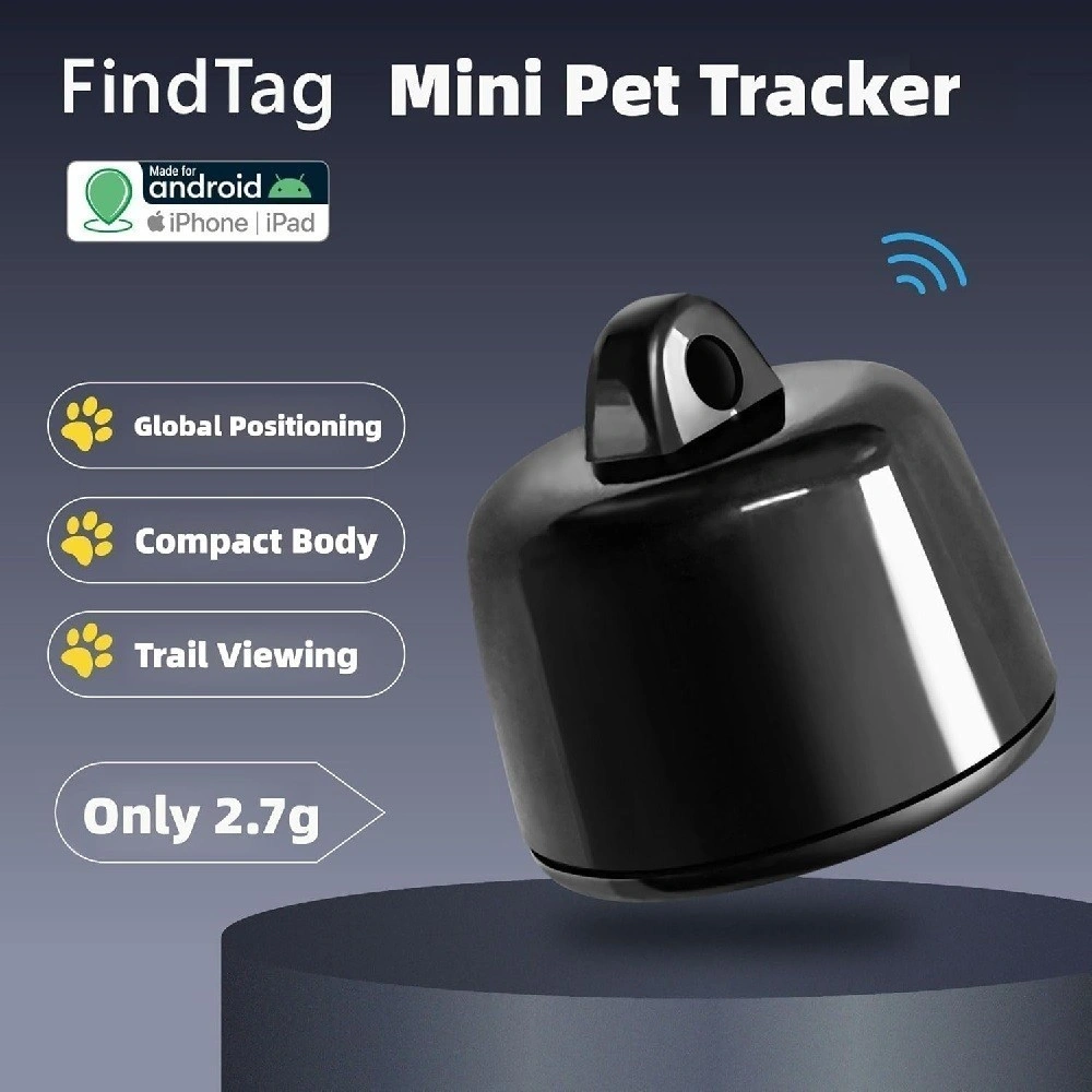 GROSIRUNIK99 FINDTAG Smart GPS Pet Tracker - Compatible for Android iOS Cat Dog Global Locator