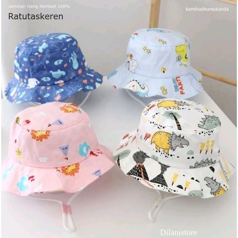TOPI BUCKET/TOPI ANAK RIK1124 KARAKTER /Topi usia 1-12 tahun ada talinya Keren