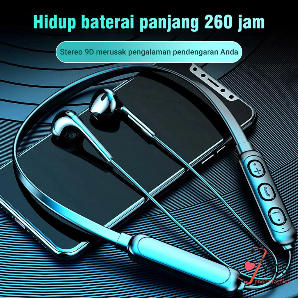 Neckband Bluetooth Wireless Sport Dengan Model Bass Stereo Mic Waterproof Headphone Sports TWS Neck Headset Bluetooth HiFi
