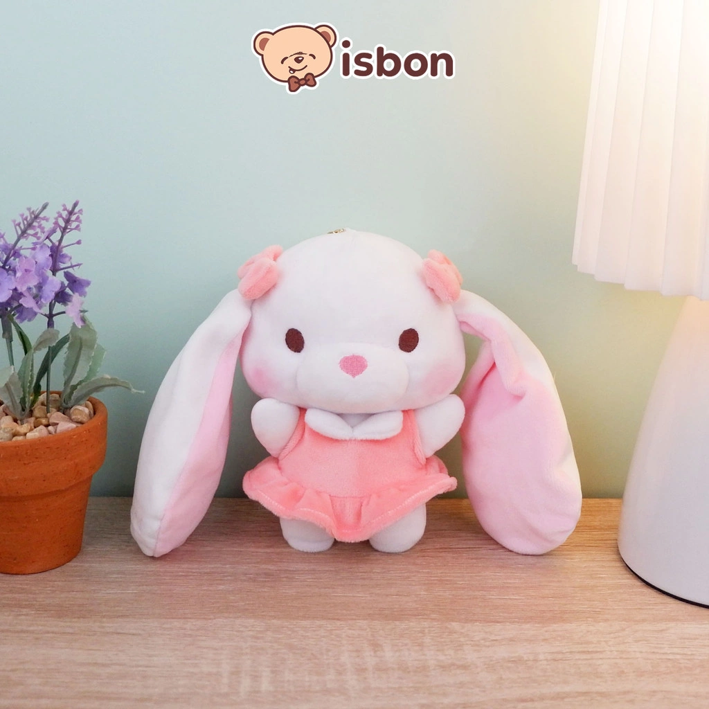 ISTANA BONEKA Gantungan Kunci MILEY Rabbit 6in With Baju Dress Pink Hewan Lucu Kelinci Key Tas Mainan Anak Hadiah Gift Ulang Tahun Spesial Bahan Premium