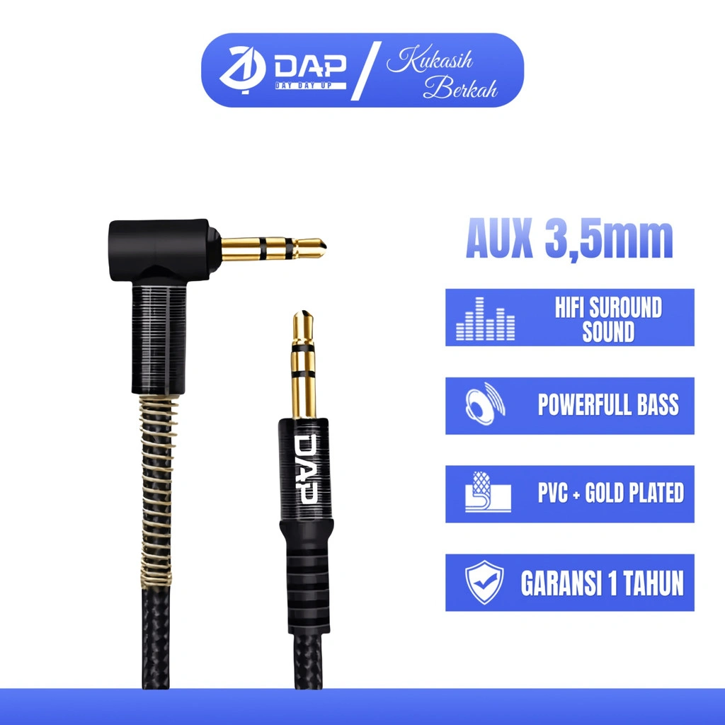 Kabel Audio AUX 3.5mm 150cm Model L Gaming Series Jack to Jack 3.5 mm DAP DAU03 1.5 meter 1.5m