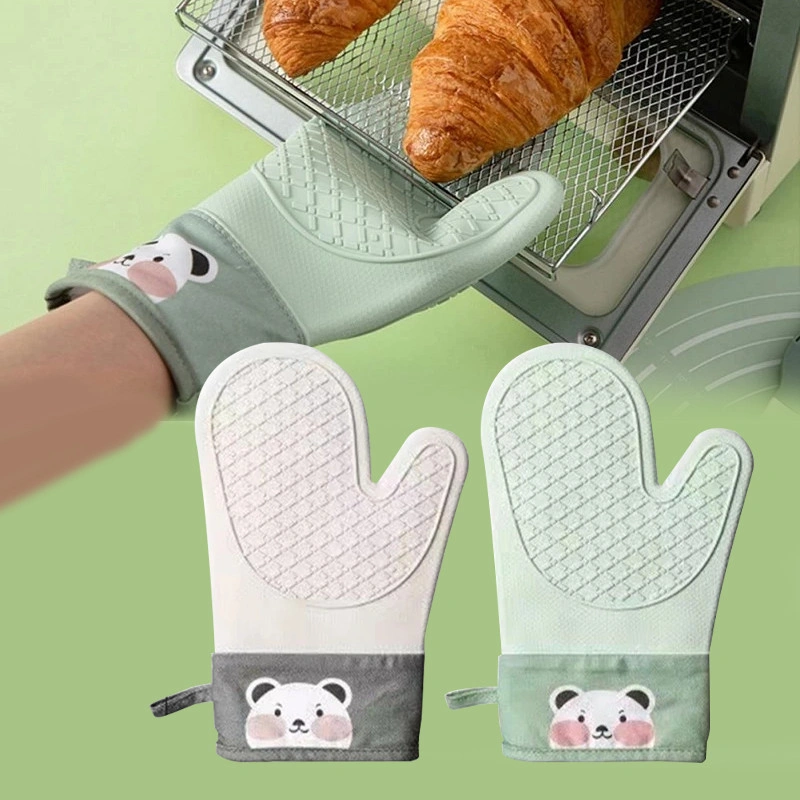 【COD】1pcs Sarung Tangan Silikon Oven Anti Slip Silicone Oven Gloves Bahan Cotton Double Layer
