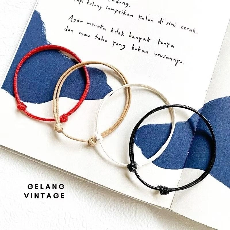 Gelang Vintage Polos Tali korea 1.5mm Waterproof Warna Kalem Simpel Casual Bracelets