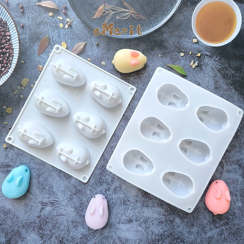 Cetakan Silikon Kelinci Rabbit Puding Kue Cake Coklat Puding Resin White Pudding Rabbit 6lubang