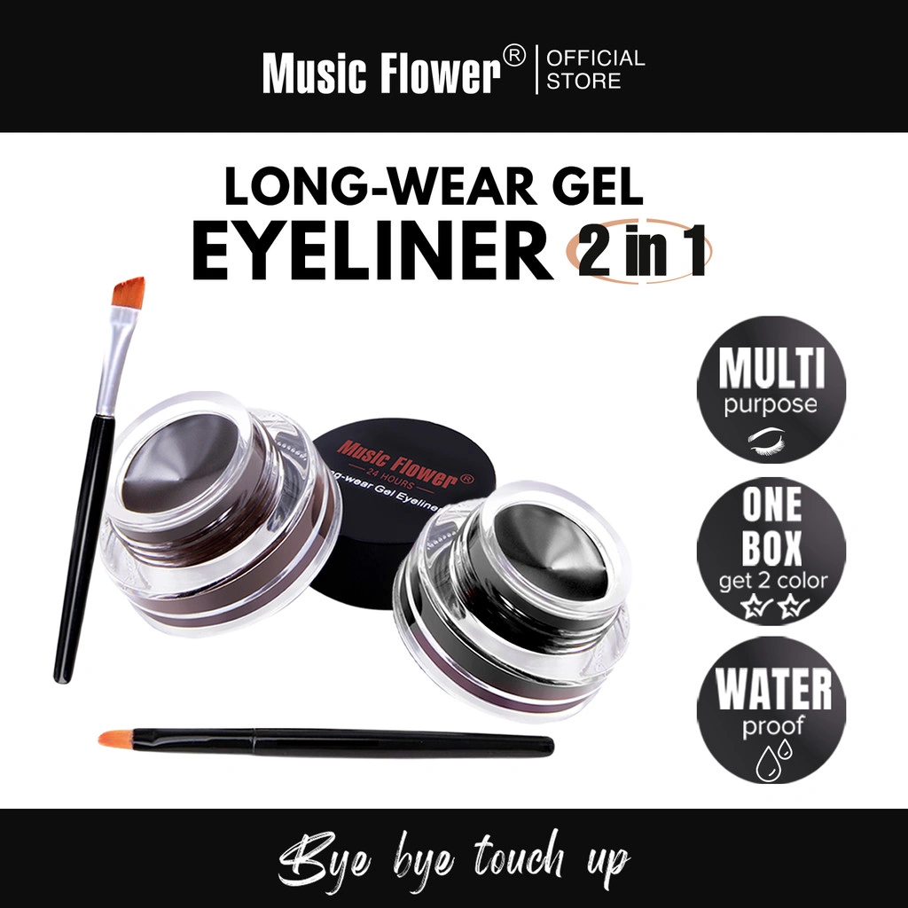 Music Flower 2 in 1 Eyebrow & Eyeliner Gel - Tahan 24 Jam, Waterproof & Smudge Proof