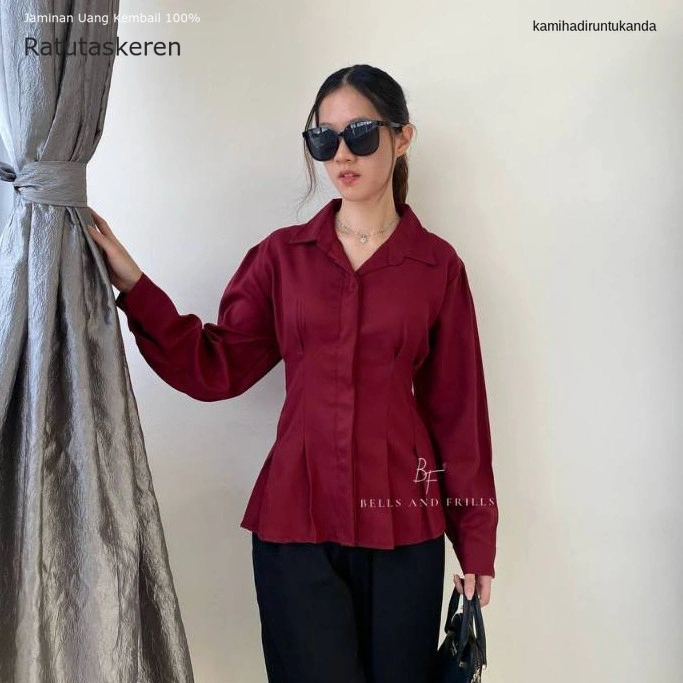 Atasan Wanita Zamzam1224 0472 REFAL Top Longsleeve Blouse / Kemeja Wanita Katun / Blouse Busui Wanita / Kemeja Lengan Panjang / Kemeja Kantor / Office Wear / Atasan Wanita Korea Keren