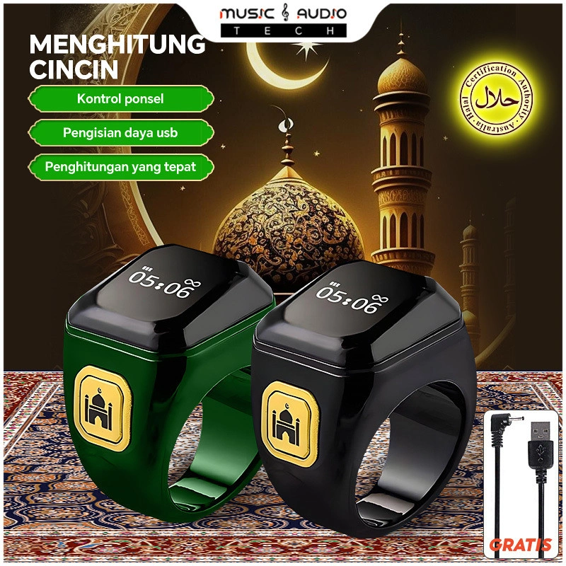 【COD】Zikr Ring Tasbih Digital, Cincin Tasbih Smart, Prayer Counter Ring Bluetooth, Muslim Digital Tally Counter - Harga Terjangkau!