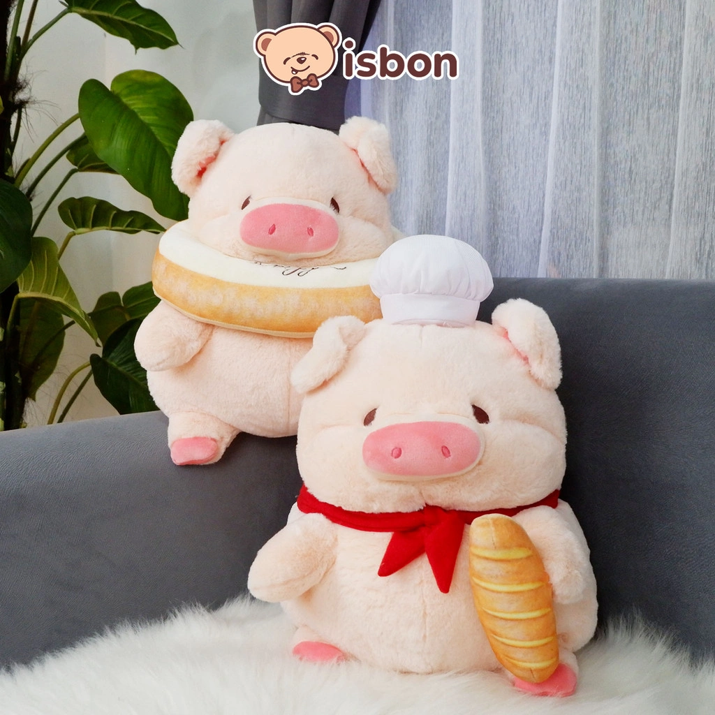 ISTANA BONEKA Babi Porky Pig With Bread and Chef Pink 15inch hewan piggy Lucu Mainan Anak Cowok Cewek Hadiah Kado Ulang Tahun Spesial Bahan Premium