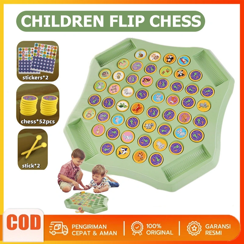 (COD) Mainan Flip Chess Mainan Puzzle Permainan Papan Edukasi Papan Memories Game Interaktif Multipemain Game Kreativitas Mainan Edukasi Anak Permainan Flip Permainan Memori