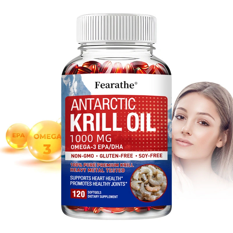 Minyak Krill Antartika, 100 mg dengan Omega 3 dan Astaxanthin - 30/60/120 Softgels