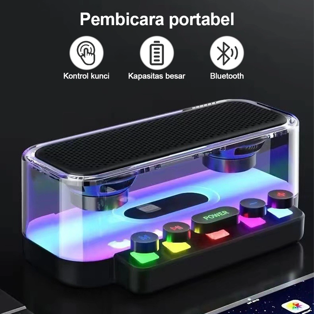 Bluetooth Soundbar Wireless Ngebass Suara Cinema Kualitas HD Bass 360° Robot Super Hadiah Yang Bagus Tombol Mekanis RGB LED