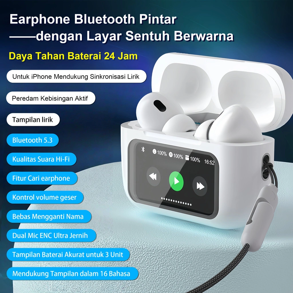 ThePod LED A9 Pro With Led Charging Case - Noise Cancelling earbuds ANC ENC( BALANCE/BASS/JAZZ/STUDIO Mode adjustment) 9D Hifi Stereo TWS earphone bluetooth - Headphone 9D Spatial Audio