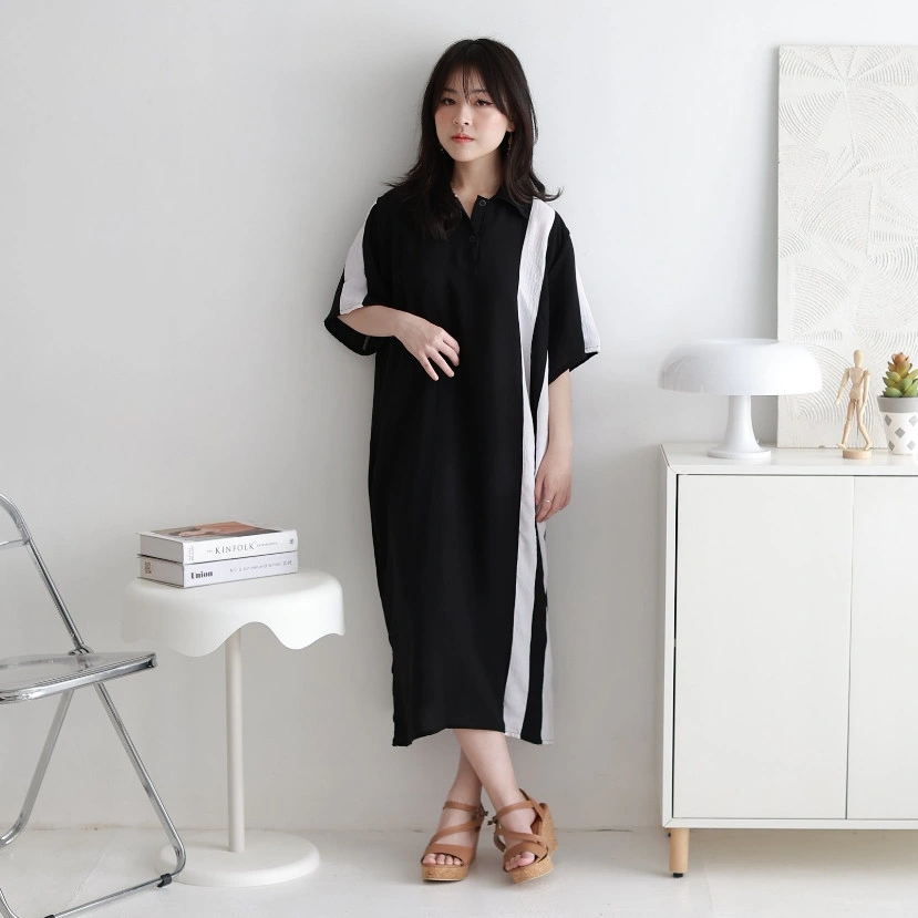 DB - Lynora Dress Daster LD 120 Bumil Friendly - Daster Kombinasi Kerah Kancing Kekinian