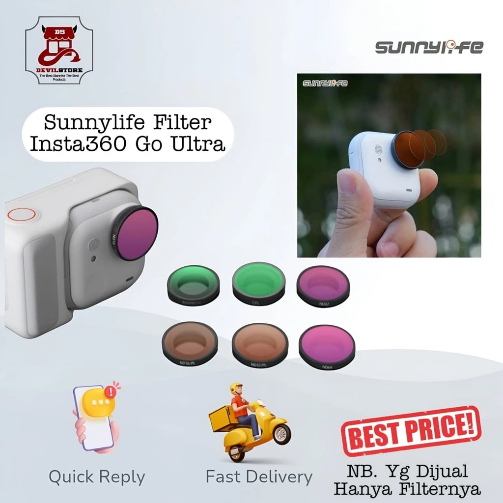 Sunnylife Lens Filters Aluminum Alloy Adjustable CPL BLACK MIST ND Filter ND64/PL MCUV for Insta360 GO Ultra