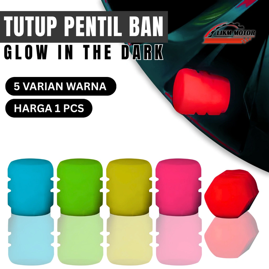 Pentil Ban Glow In The Dark Universal Tutup Ban Motor  Mobil Sepeda Tutup Katup Ban Neon Menyala Dalam Gelap Tutup Pentil Variasi