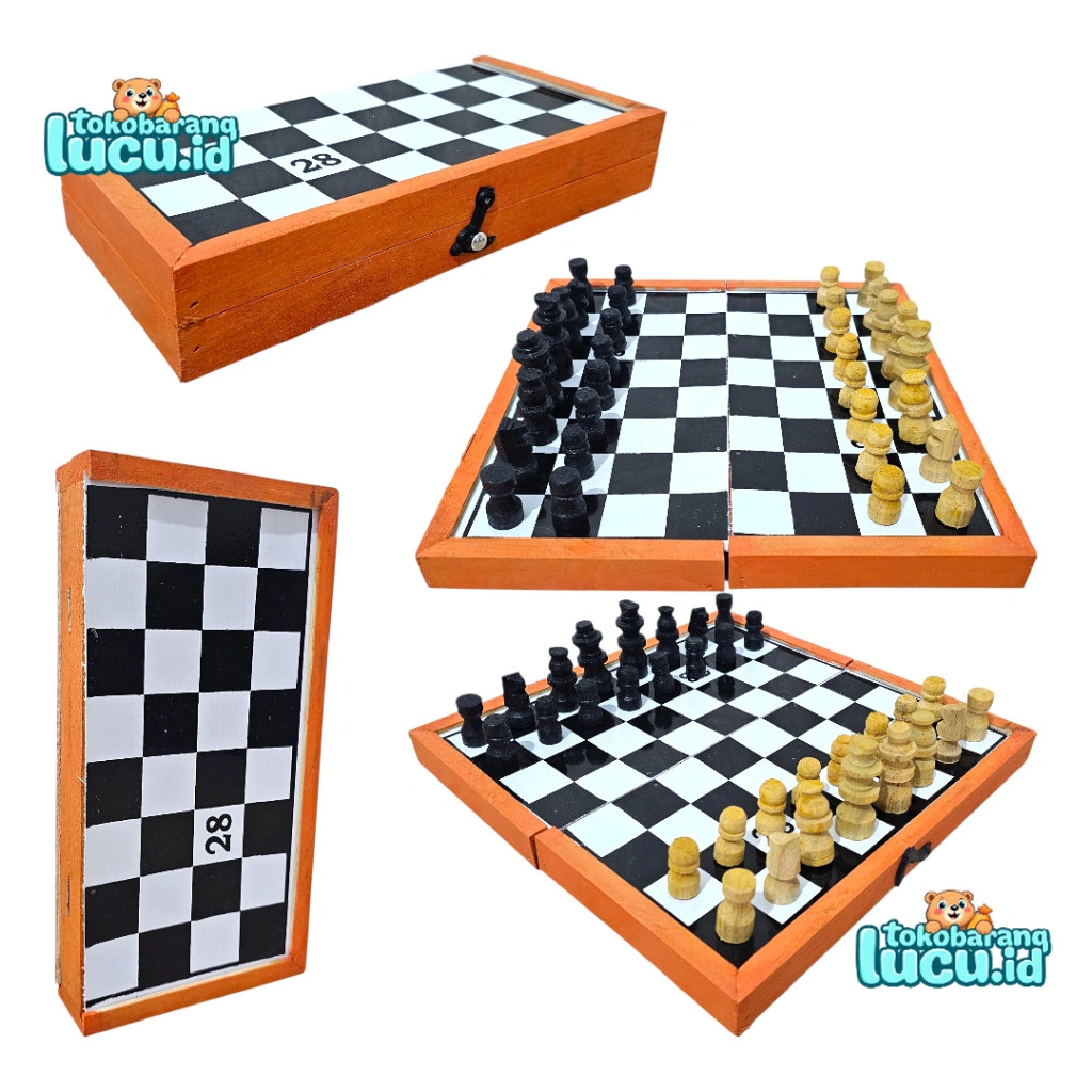 Permainan Papan Catur Kayu Lipat Ukuran 28,32,36,40CM