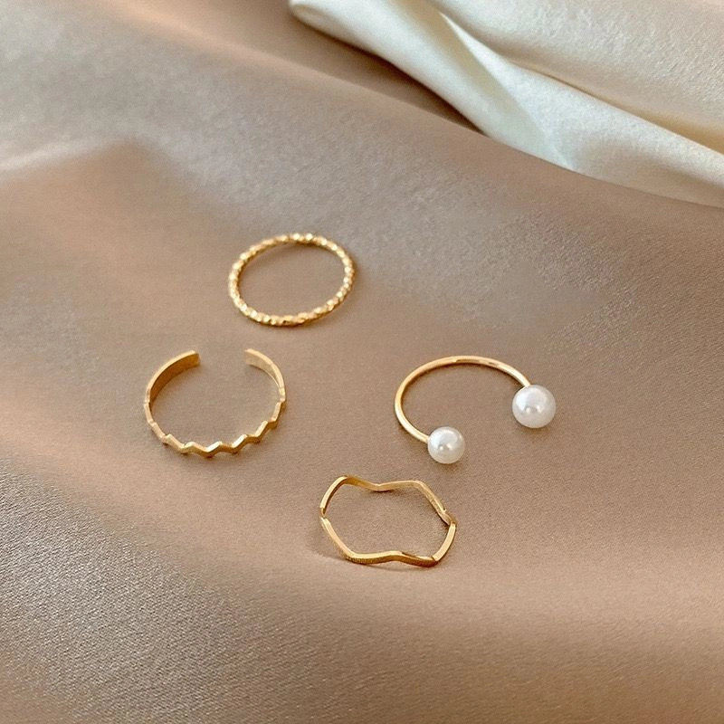 JOY Set Cincin Wanita Gold Plated Fashion Korean Ring Cocok Untuk Sehari
