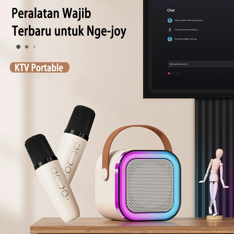 Speaker Bluetooth K12, Portable Karaoke dengan 2 Mic - Bass Mantap & Suara Jernih, untuk Smartphone/Komputer/TV