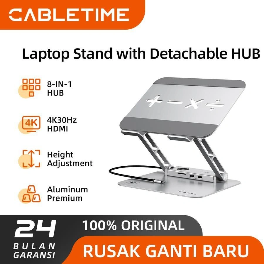 CABLETIME Laptop Stand for Desk With Hub 8In1 Docking Station Holder