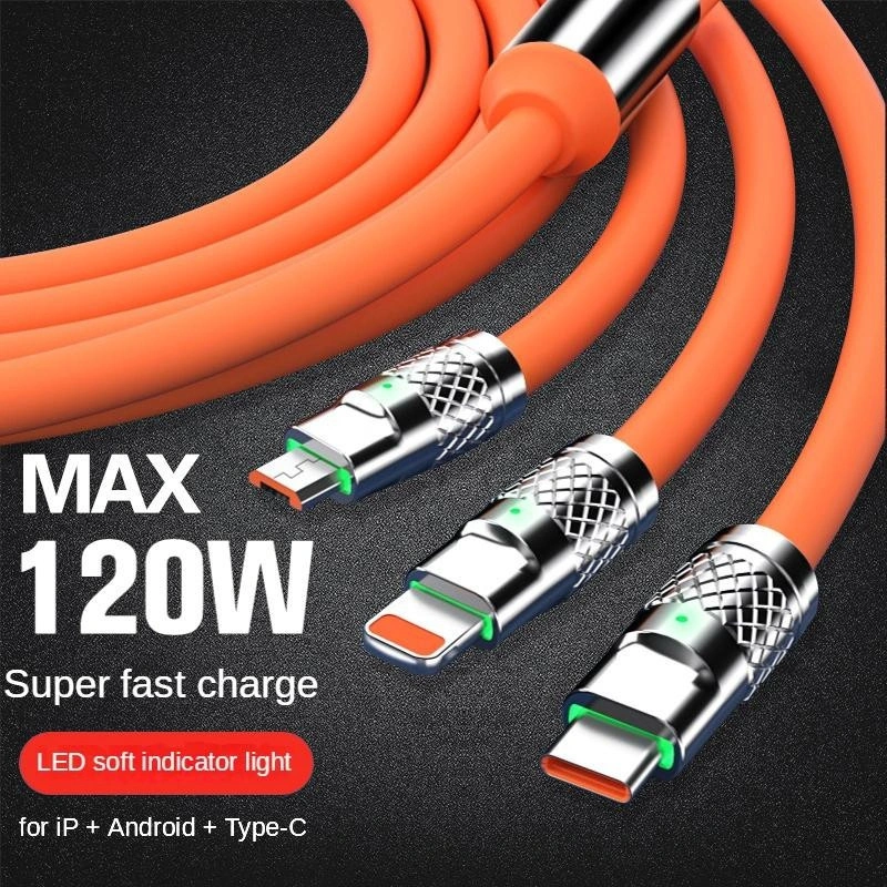 ZHIKE Kabel Data 3 in 1 Fast Charging HP Kabel Casan 3in1 Tipe C Micro USB dengan Adapter 240W 1.2M Rotasi 180° Mendukung 6A Type C Kepala Charger Fast Charger Untuk Infinix Samsung Realme Xiaomi OPPO VIVO