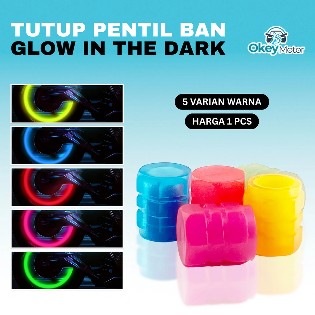 Pentil Ban Glow In The Dark Universal Tutup Ban Motor Mobil Sepeda Tutup Katup Ban Neon Menyala Dalam Gelap Tutup Pentil Variasi