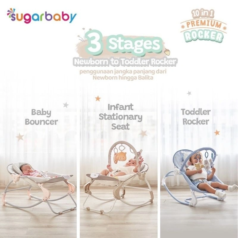 Bouncer Sugarbaby Rocker 10 in 1/Kursi Goyang Santai Bayi Sugarbaby