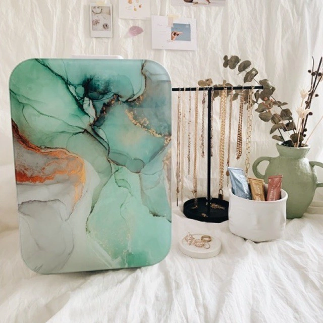 [MINIFRIDGE] 24H delivery - 10L skincare mini fridge / kulkas minifridge marble portable / kulkas kecil skin care