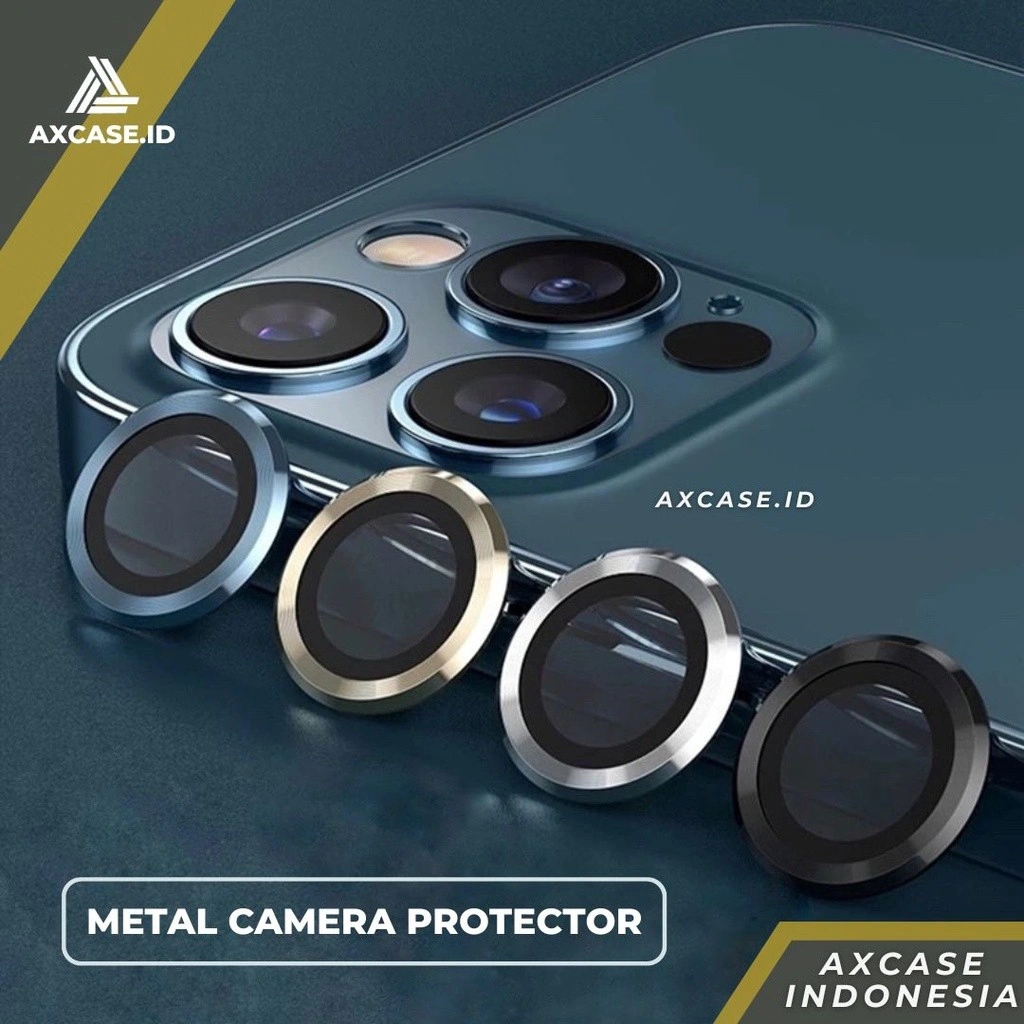 Antigores Ring Kamera iPhone 11 12 13 PRO MAX MINI Tempered Glass Lens Camera Pelindung Lensa Kamera (1 Set)
