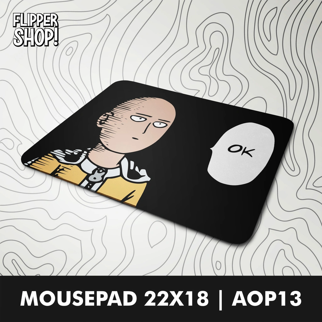 Mousepad Motif Anime Saitama Sensei One Punch Man Anti Slip 18x22cm
