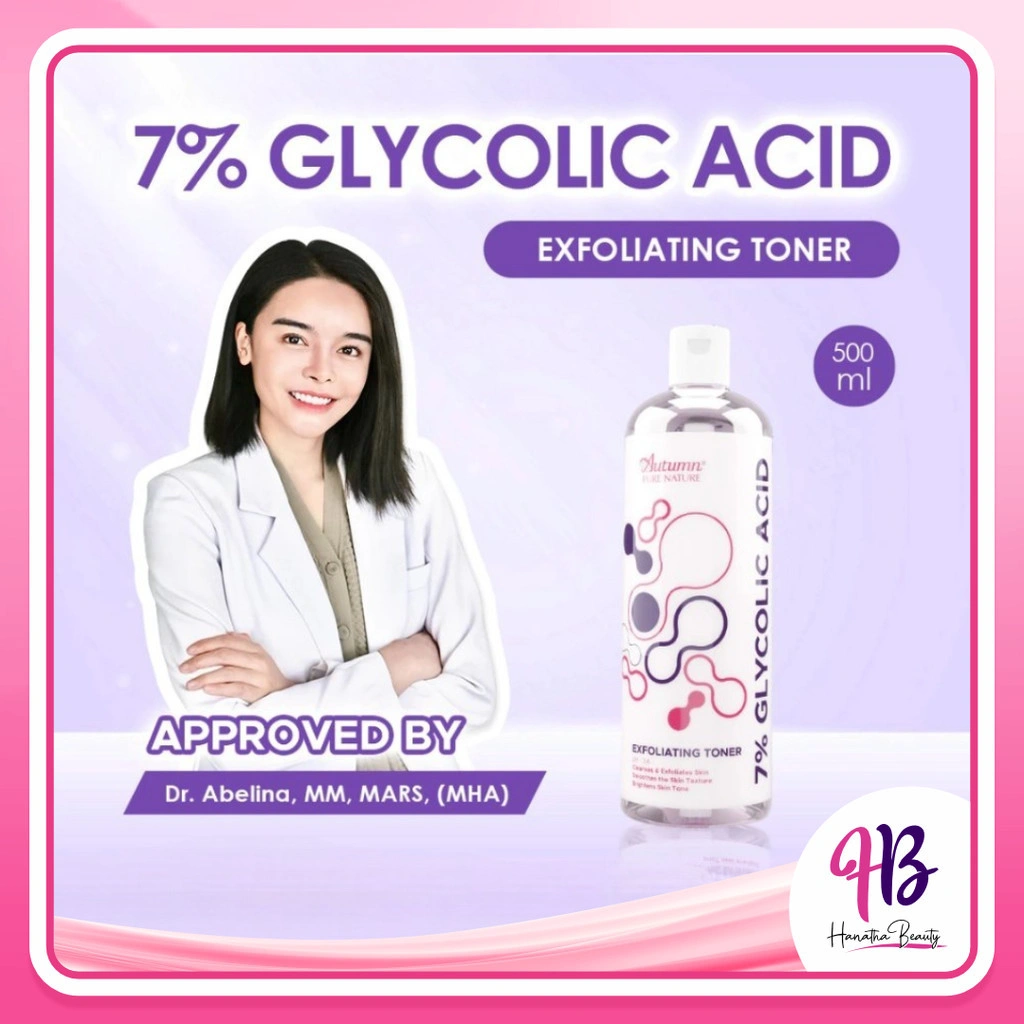 AUTUMN Glycolic Acid 7% Pure Nature Toning Solution Exfoliating Toner 500 ml - Skincare Perawatan Wajah Badan Tubuh Toner Melembabkan Kulit Toner Exfo Sel Kulit Mati Mengunci Kelembaban Kulit Hiperpigmentasi Mencerahkan Semua Jenis Kulit