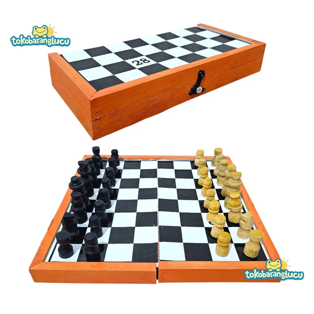 Permainan Catur Kayu Papan Lipat Ukuran 28,32,36,40CM