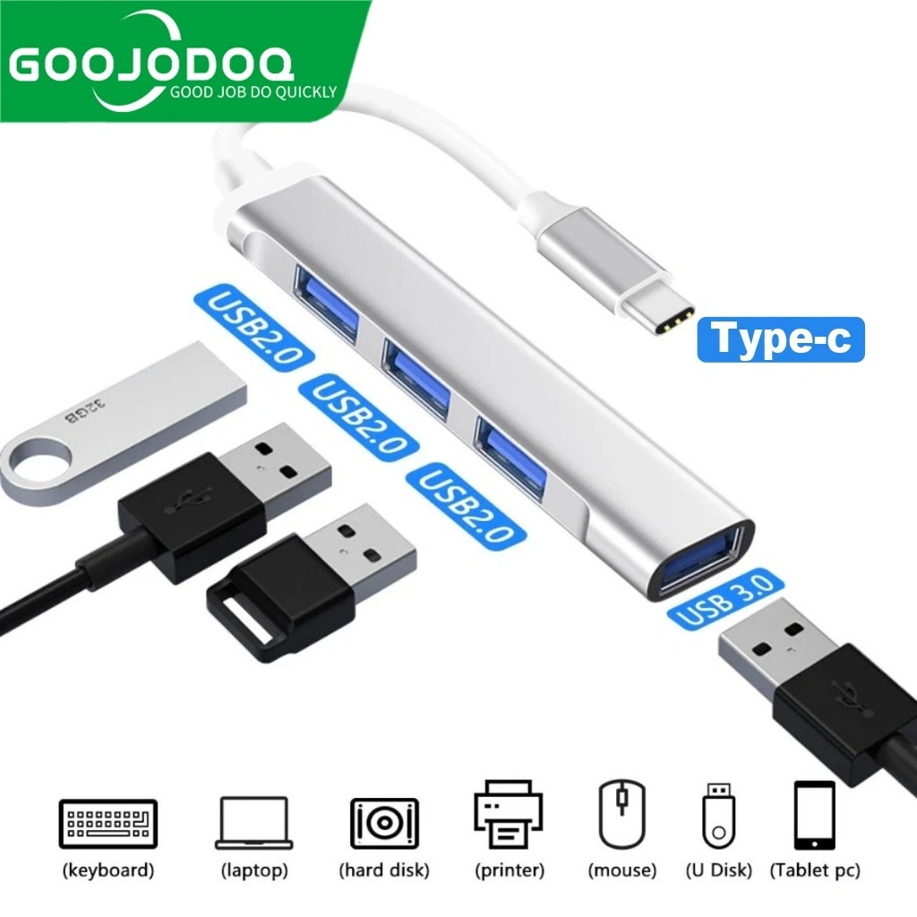 Goojodoq 4 in 1 TIPE Hub USB 3.0 Adapter Usb to USB Interface Docking Station | Suitable for PC/laptop / USB 3.0 HUB 4 Port