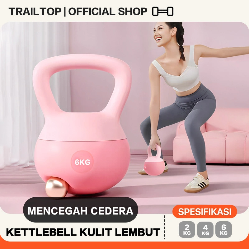 TrailTop Kettlebell Wanita 2/4/6KG Dumbbell Lembut Anti Slip Tidak Berbau Alat Olahraga Di Rumah