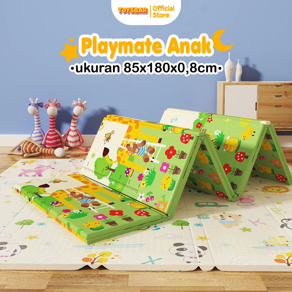 RIMBERIO Karpet Lipat Bayi MOLION TOYS 85x180cm – Playmat Foam 8mm, Anti-Slip, Empuk & Tahan Air