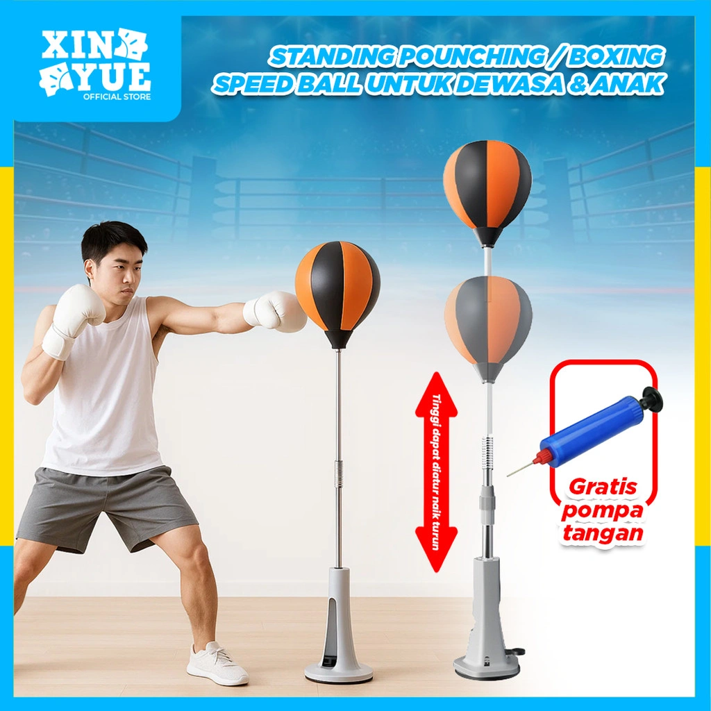 Xin Yue Standing Boxing Speed Ball Dewasa & Anak – Samsak Tinju Berdiri Adjustable + Pompa Gratis