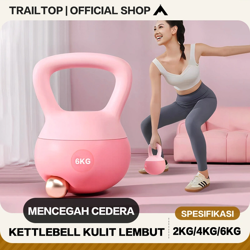 TrailTop Kettlebell Dumbell Barbel 2kg 4kg 6KG Anti Slip Karet Lembut Alat Olahraga Di Rumah