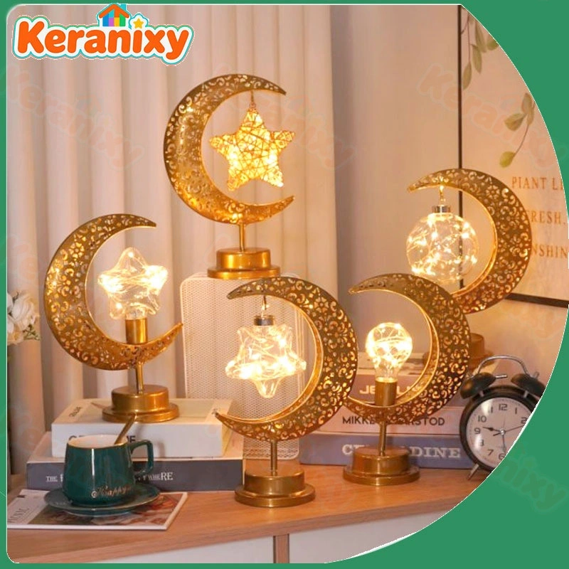 Keranixy Lampu Bulan LED Idul Fitri Lampu Lentera Bulan Bintang LED Lamp Bedroom Bedside Lampu Hias Lebaran Lampu Modelling Ambient