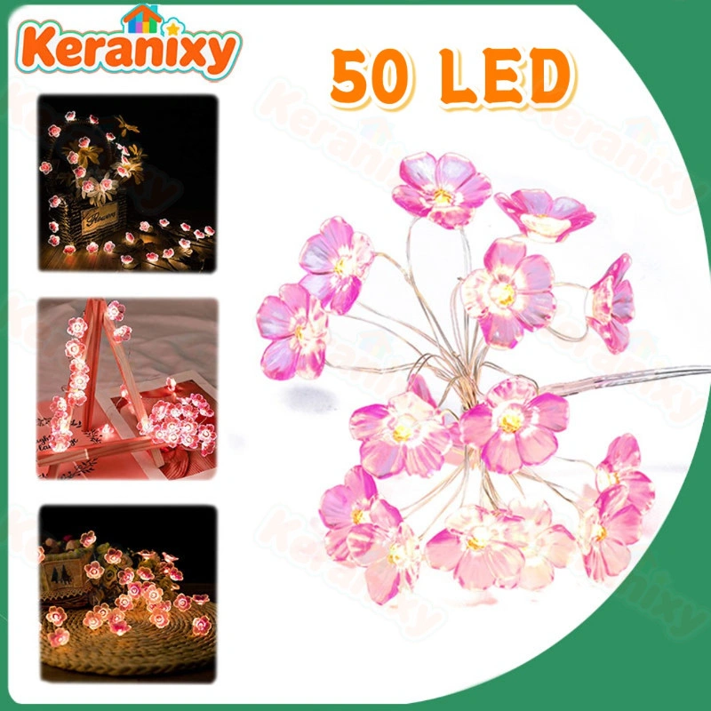 50 LED Lampu Rangkaian Sakura Lampu Hias Lampu Hias Lampu Dekorasi Rumah Dekorasi Liburan Pernikahan USB Lampu Bunga Sakura