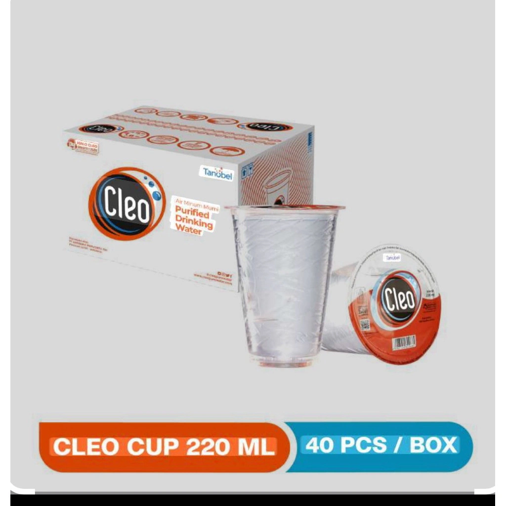 [ PAKET 2 DUS ] Cleo Cup 220 ml isi 40 cup