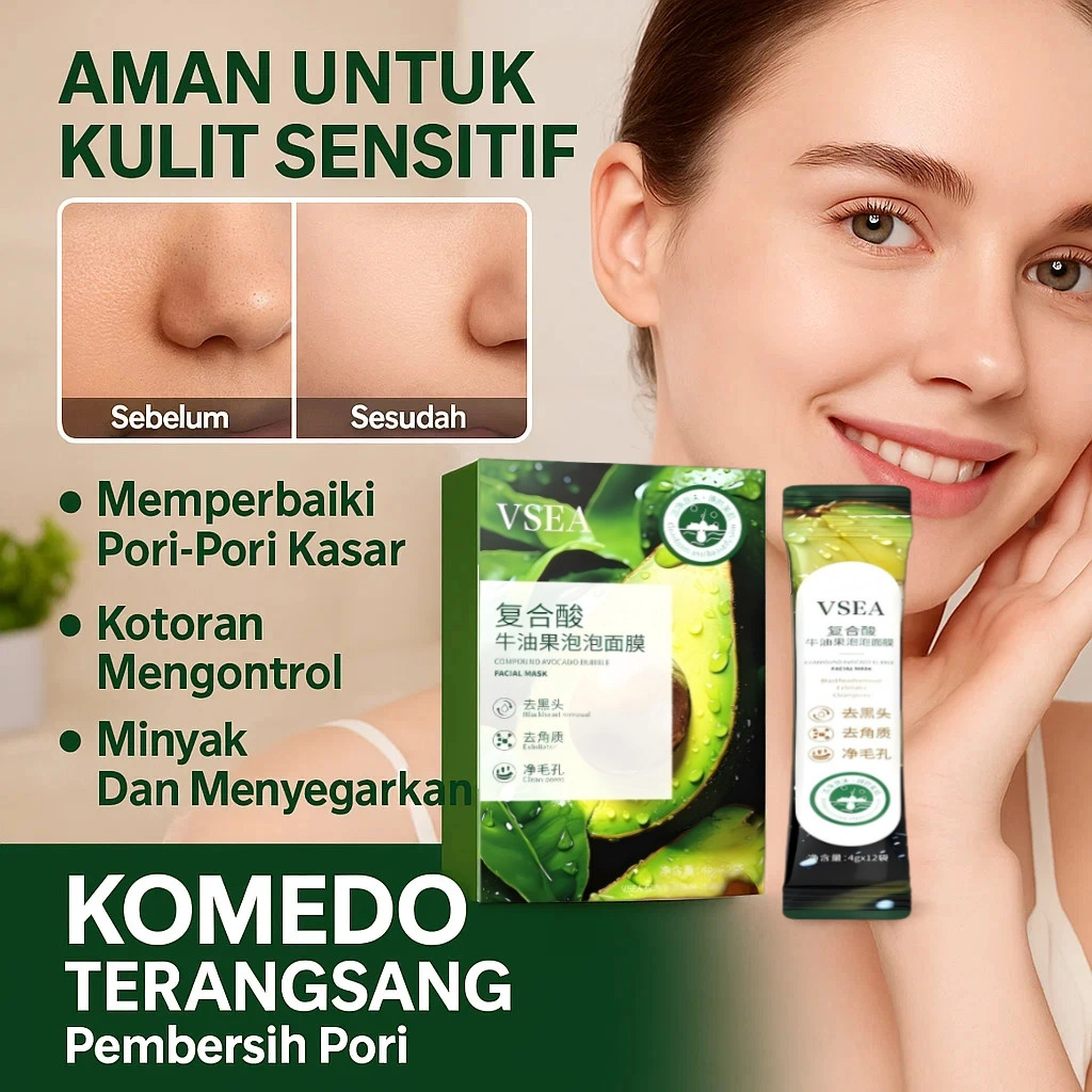 ⭐Gratis Ongkir+Beli 1 Gratis 2⭐JUELREOU- Bungkus Masker Gelembung Alpukat Asam Majemuk- Jerawat, Pelembab, Peremajaan Kulit, Masker Pembersih Pori-pori/Avocado Mask Complex Bubble Sleeping Mask Deep Cleansing