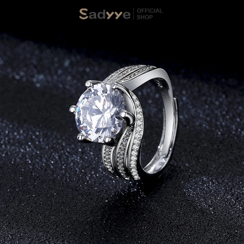 Sadyye Cincin Berlian Mahkota 5 Karat Cincin Temperamen Elegan Wanita Cincin Pembuka Mewah