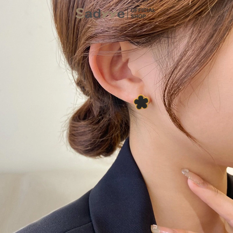 Sadyye Anting Bunga Lima Daun Baja Titanium Anting Personalisasi Anting Wanita Mewah